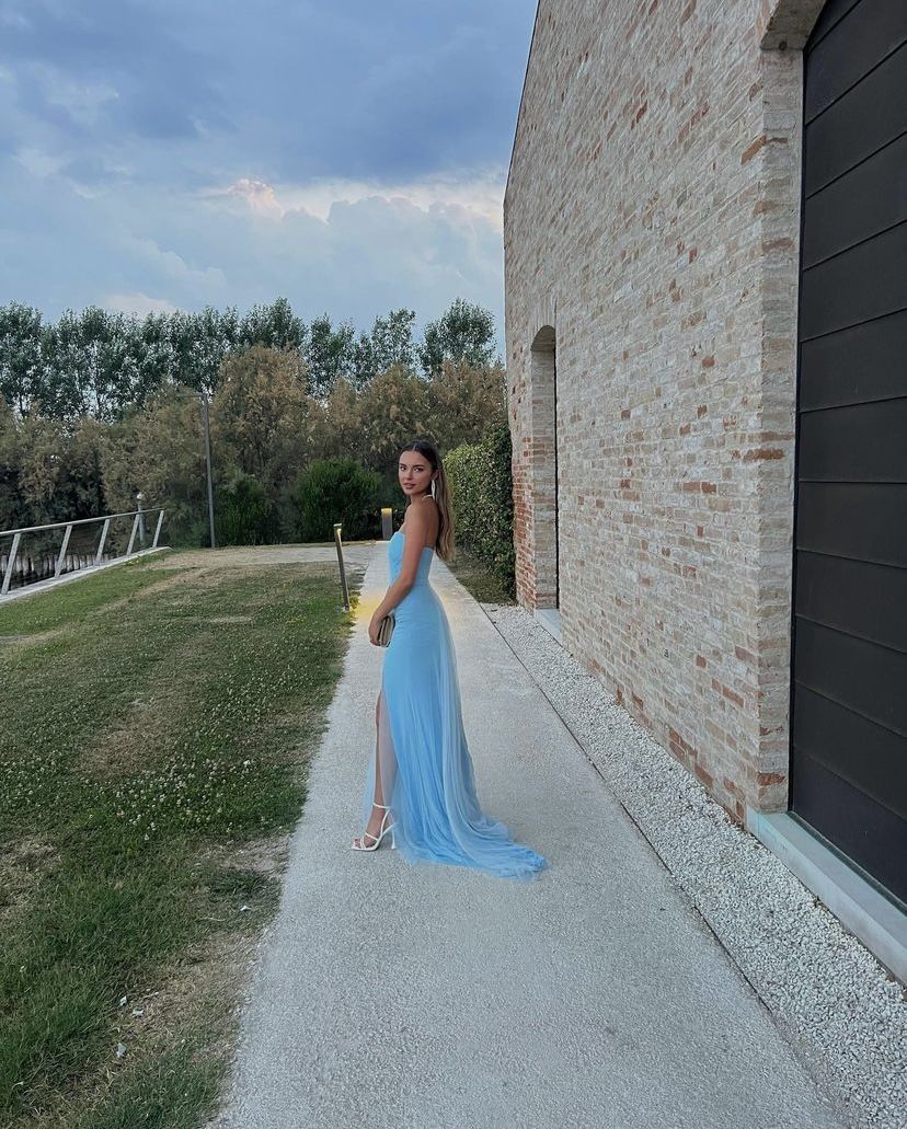 Blue Evening Gown Elegant Dress Long Prom Dresses fg3494