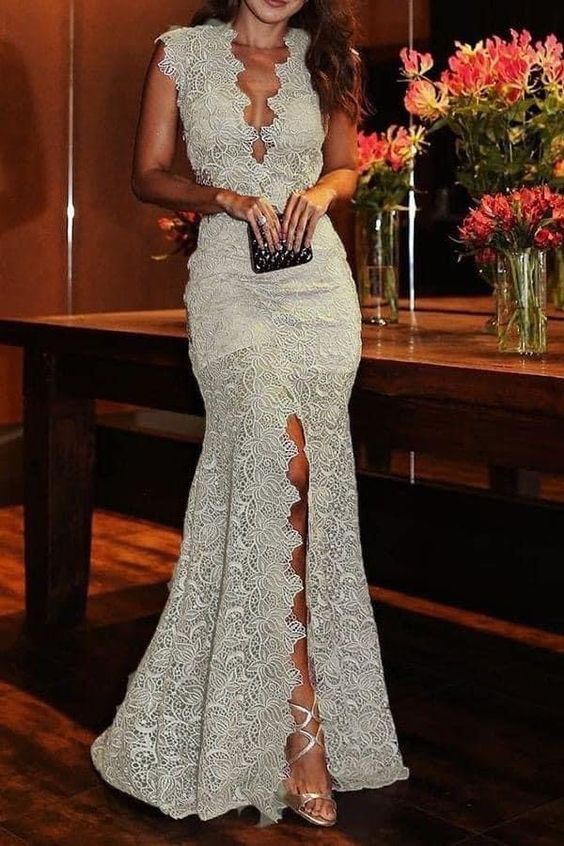 Light Gray Long Formal Evening Dress,Prom Party Gown fg4049