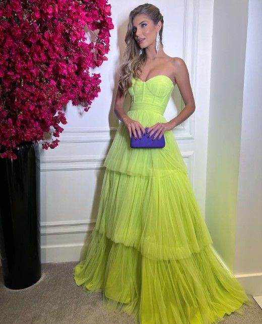 A line Strapless Green Evening Dresses Prom Gown Party Gowns fg3904