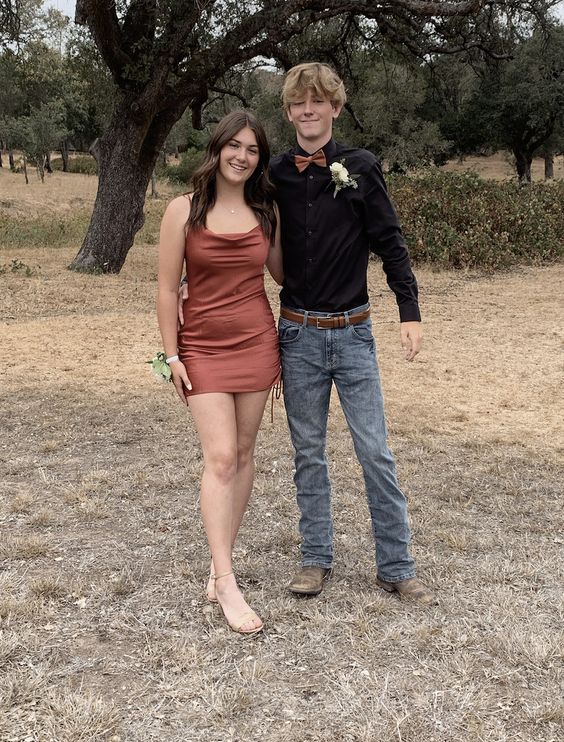 Brown Cute Teen Homecoming Dress Straps Formal Dresses fg3749