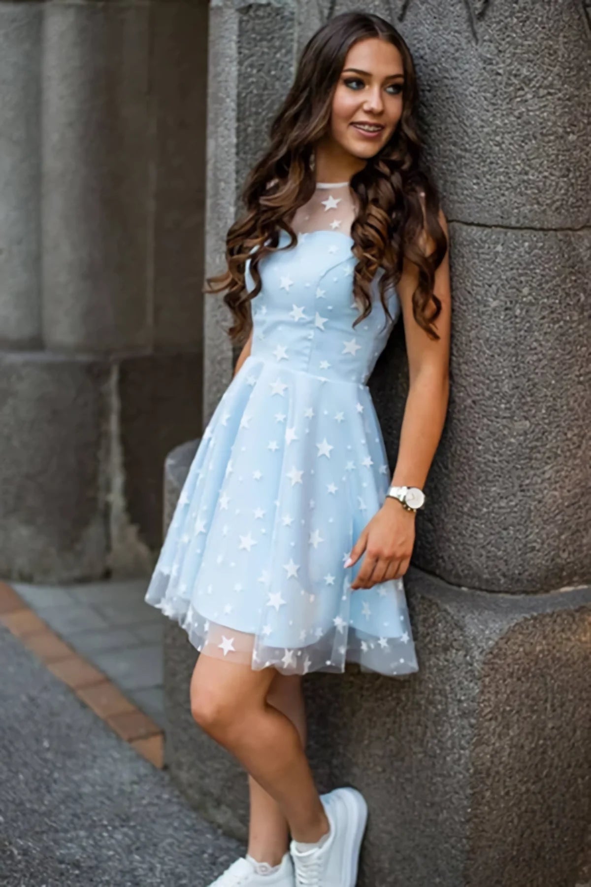 Delicate Lace Scoop Short A Line Homecoming Dresses fg3568