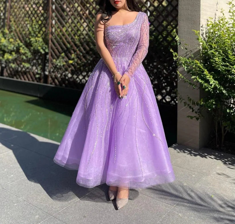 Luxury One Shoulder Beading Evening Dress fg3759