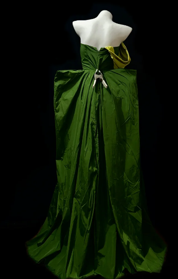 Strapless Green Satin Long Evening Gown fg8854