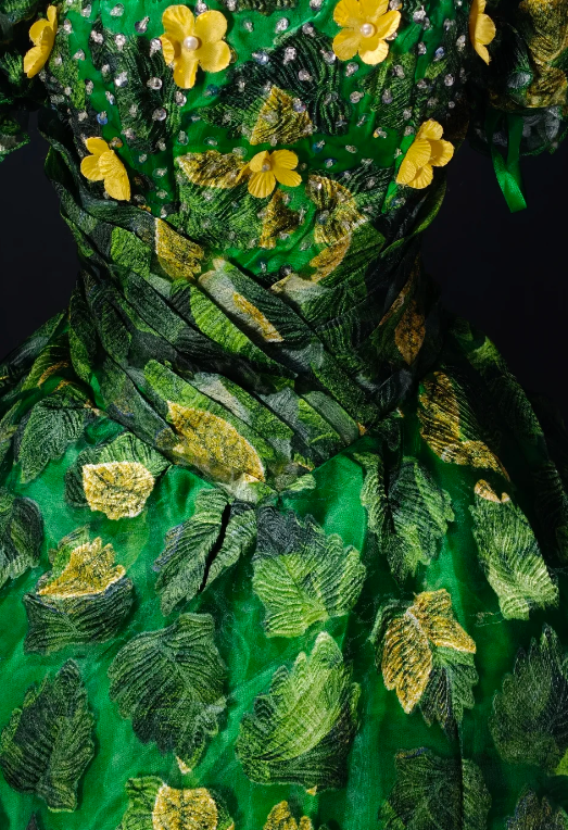 Off Shoulder Leaf Embroidery Floral Ball Gown fg8907
