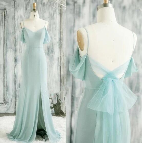 Sage Green Prom Dresses, Formal Dresses, Off The Shoulder Prom Dresses, Sheath Prom Dresses, Chiffon Prom Dresses fg4205