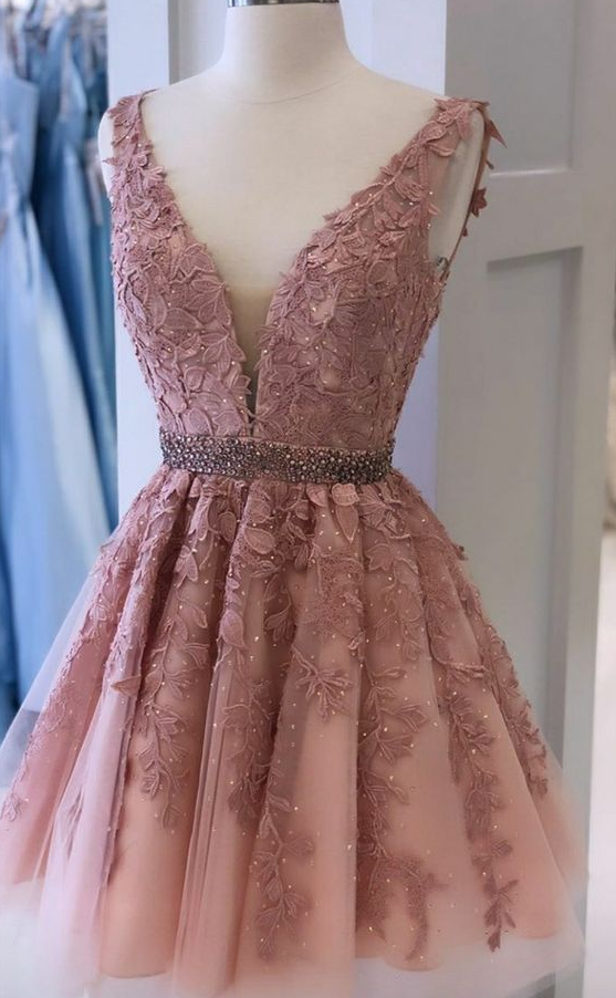 A line Pink Short Party Dress Lady Fashion Homecoming Gown fg3696