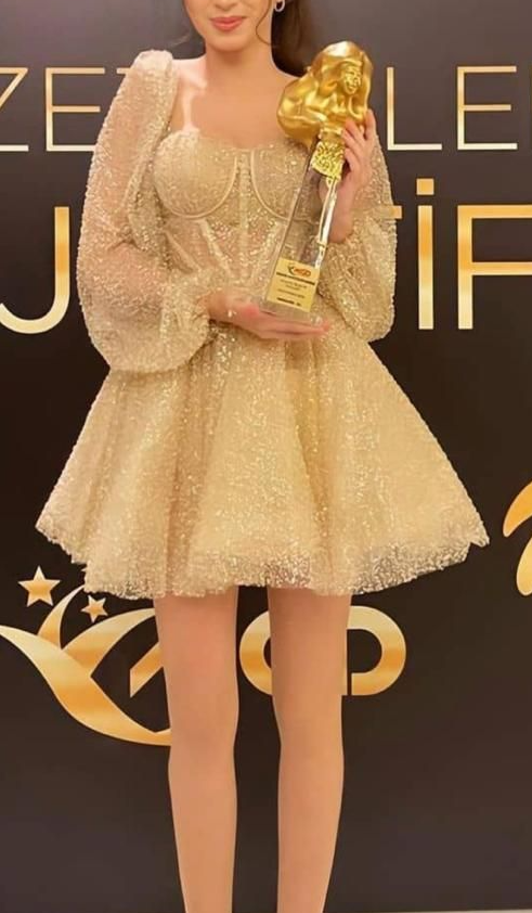 Sparkly Gold Short Homecoming Dresses Mini Skirt Puff Long Sleeves Short Prom Dresses fg5477