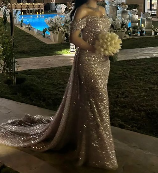 Off The Shoulder Sequins Prom Dress, Mermaid Dress fg5077