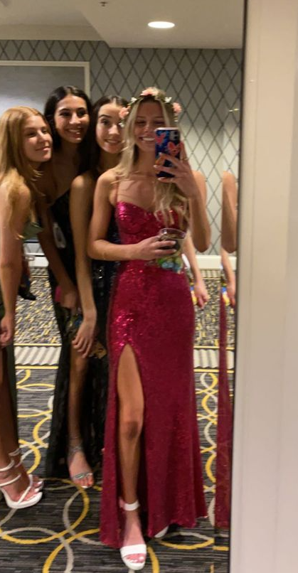 New Elegant Hot Pink Sequin Evening Party Fashion Prom Dress fg3983