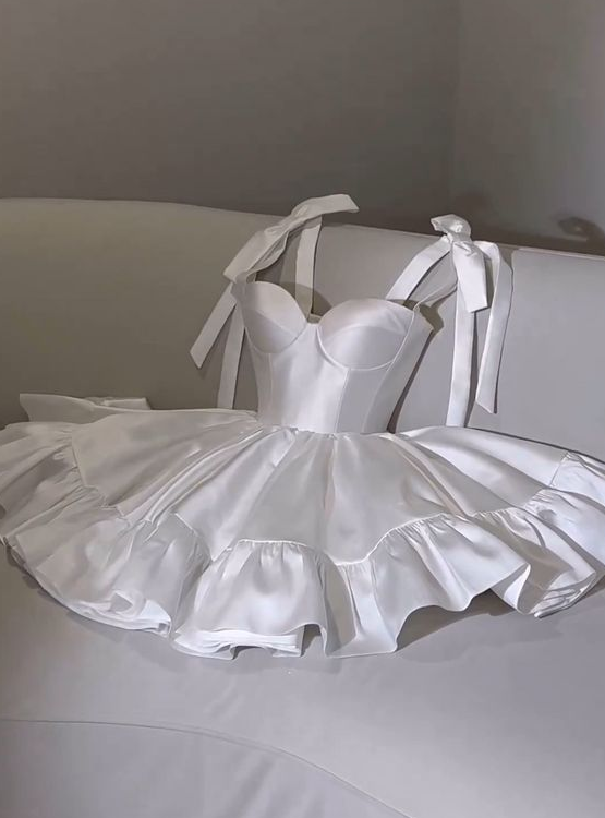 White Homecoming Dress Short Party Dress fg5697