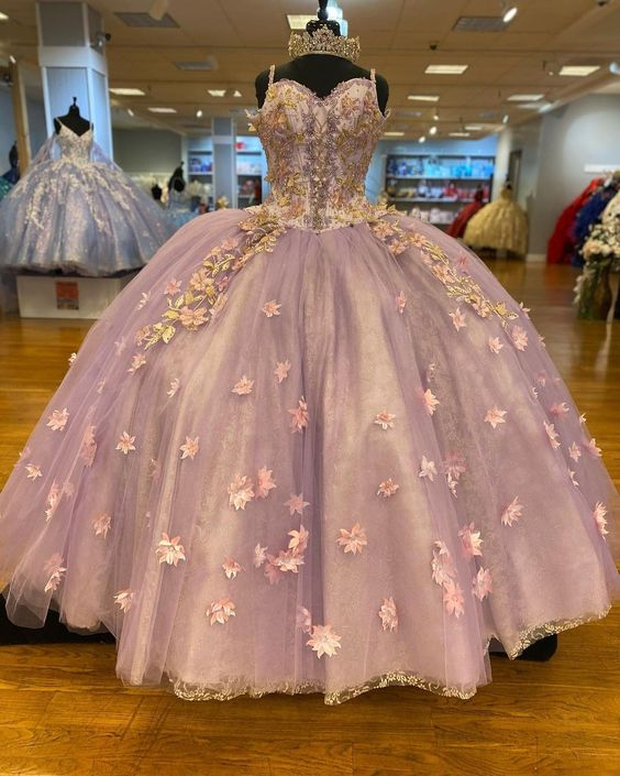 Luxury Lace Flower Quinceanera Dress Beading Tulle Vestidos De 15 Años Sweet 16 Dress Formal Birthday Party Ball Gown fg5681
