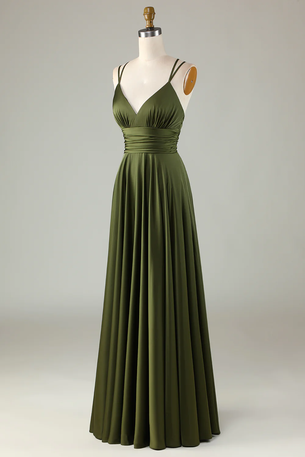 Simple Prom Dresses, A-line Sleeveless Olive Long Bridesmaid Dress fg5010