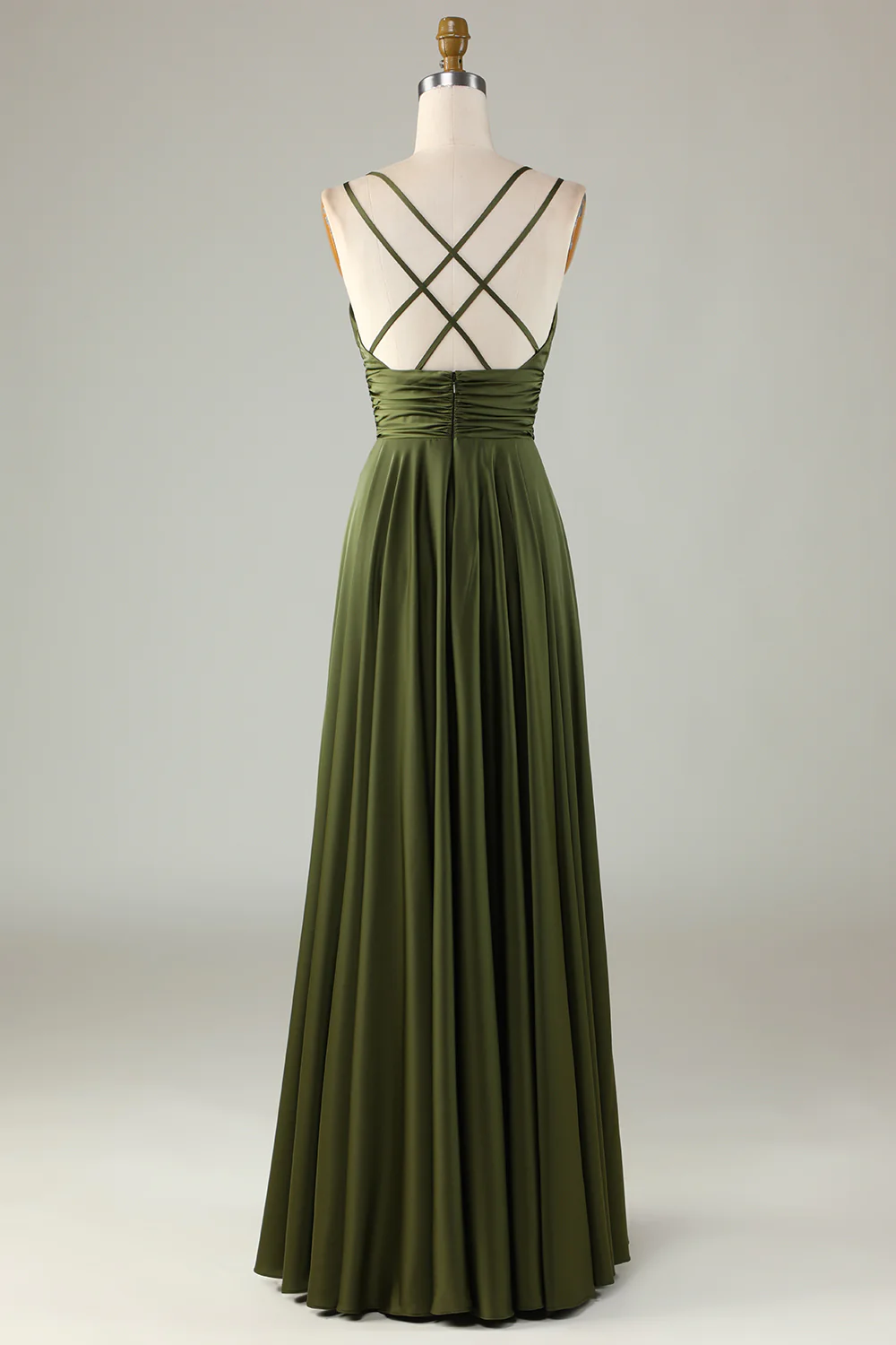 Simple Prom Dresses, A-line Sleeveless Olive Long Bridesmaid Dress fg5010