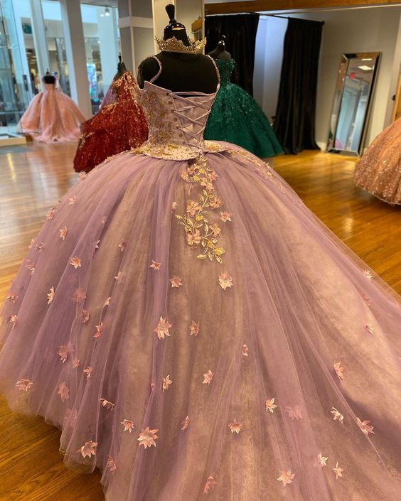 Luxury Lace Flower Quinceanera Dress Beading Tulle Vestidos De 15 Años Sweet 16 Dress Formal Birthday Party Ball Gown fg5681