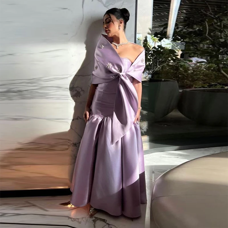 Elegant Satin Evening Dress for Women 2 Piece Strapless Formal Dresses fg5987