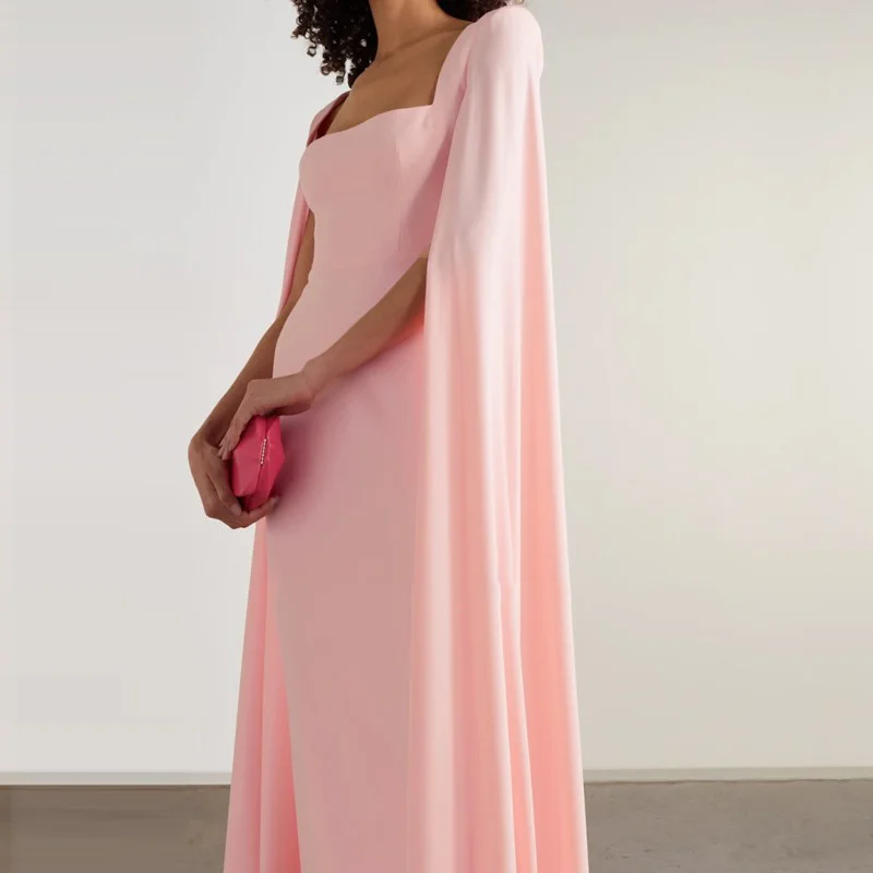 Women's Square Neck Evening Dress Long Sleeve New Fashion Gown fg6064