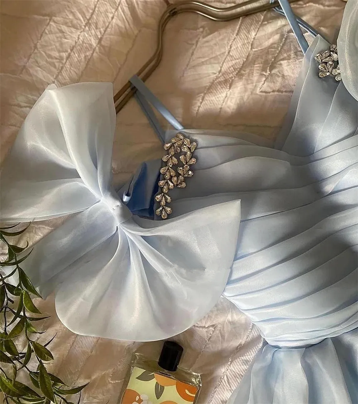 Runway Dresses Chinese Style Chiffon Pleat Bow A-line Square Neck Midi Prom Dress fg6003