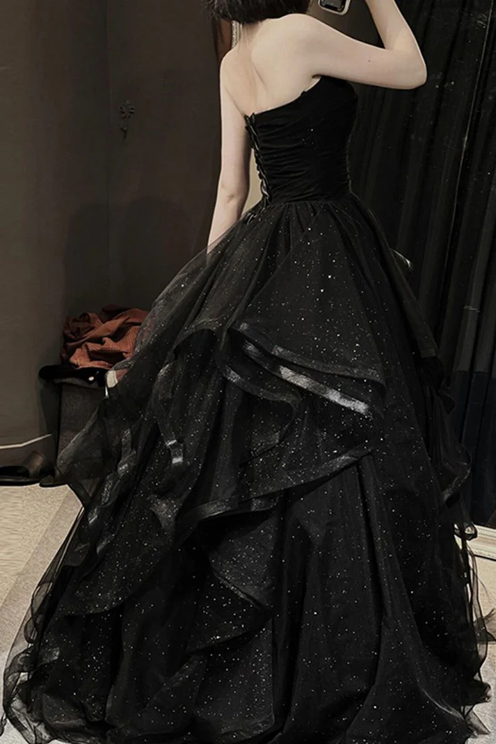 Black Sweetheart Tulle Layers Ball Gown Formal Dresses, Black Evening Dress Prom Dress fg2361