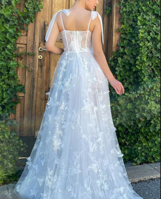 A-Line Appliques High Slit Floral Sleeveless Long Prom Formal Dress with Pockets fg5942