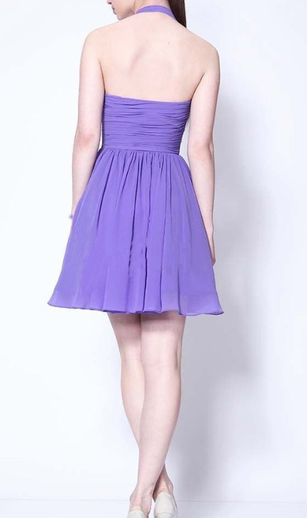 Halter Neckline Short Chiffon Cute Mini Homecoming Dress Graduation Dress fg3418