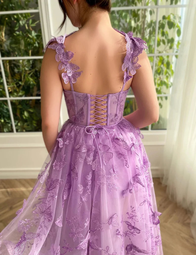 Butterfly Purple Prom Gown, Elegant Long Prom Dresses fg3363