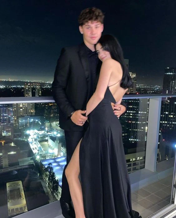 A Line Straps Black Long Backless Prom Dresses Evening Dress fg8516