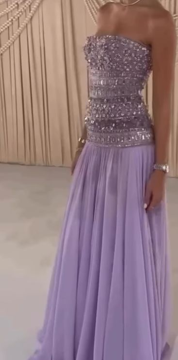 Lilac Strapless Long Prom Dresses Party Dress 20th Birthday Outfits fg8343