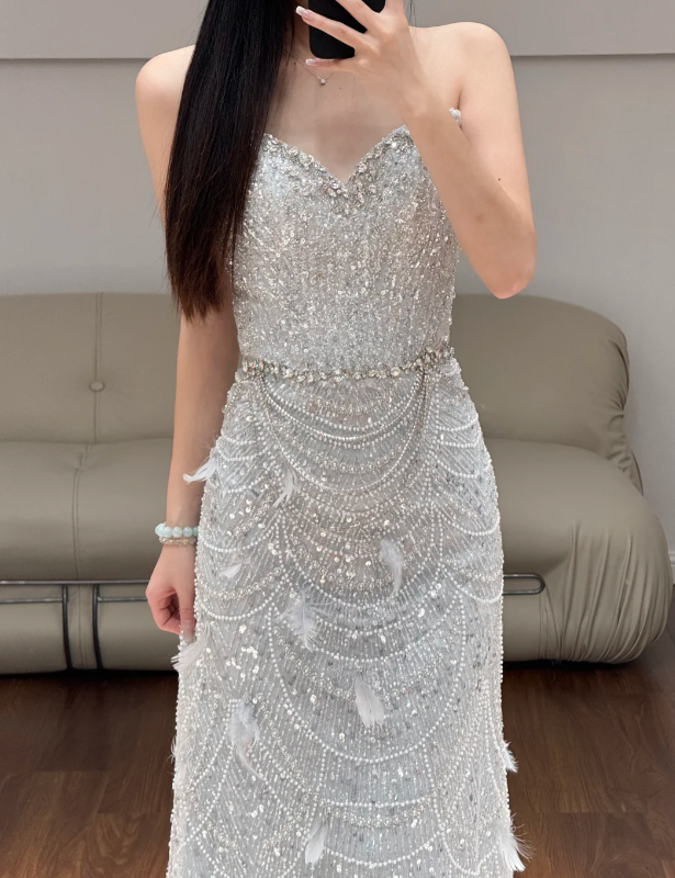 Off The Shoulder Beading Wedding Dress Sparkle Evening Dress Prom Party Dress fg8631