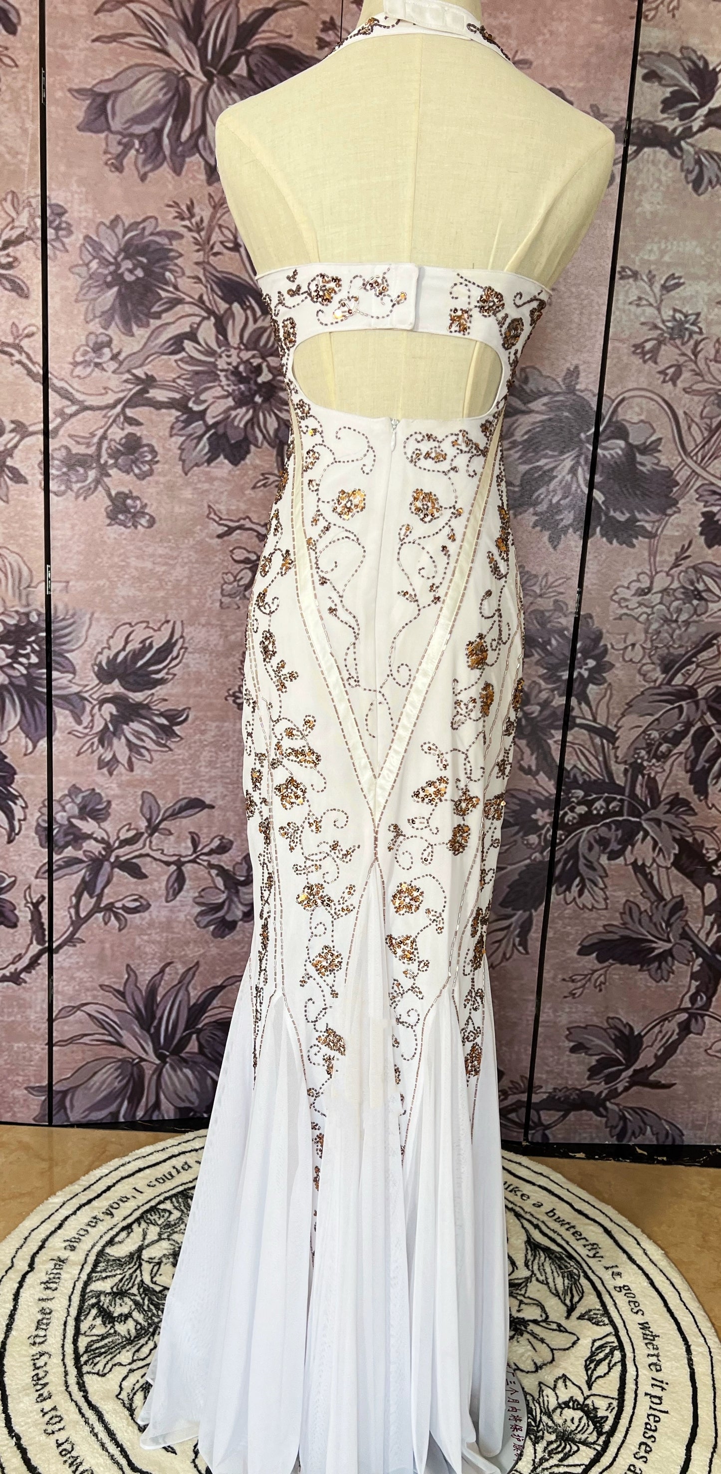White Mermaid Long Prom Dress Beaded Vintage Evening Dress fg8255