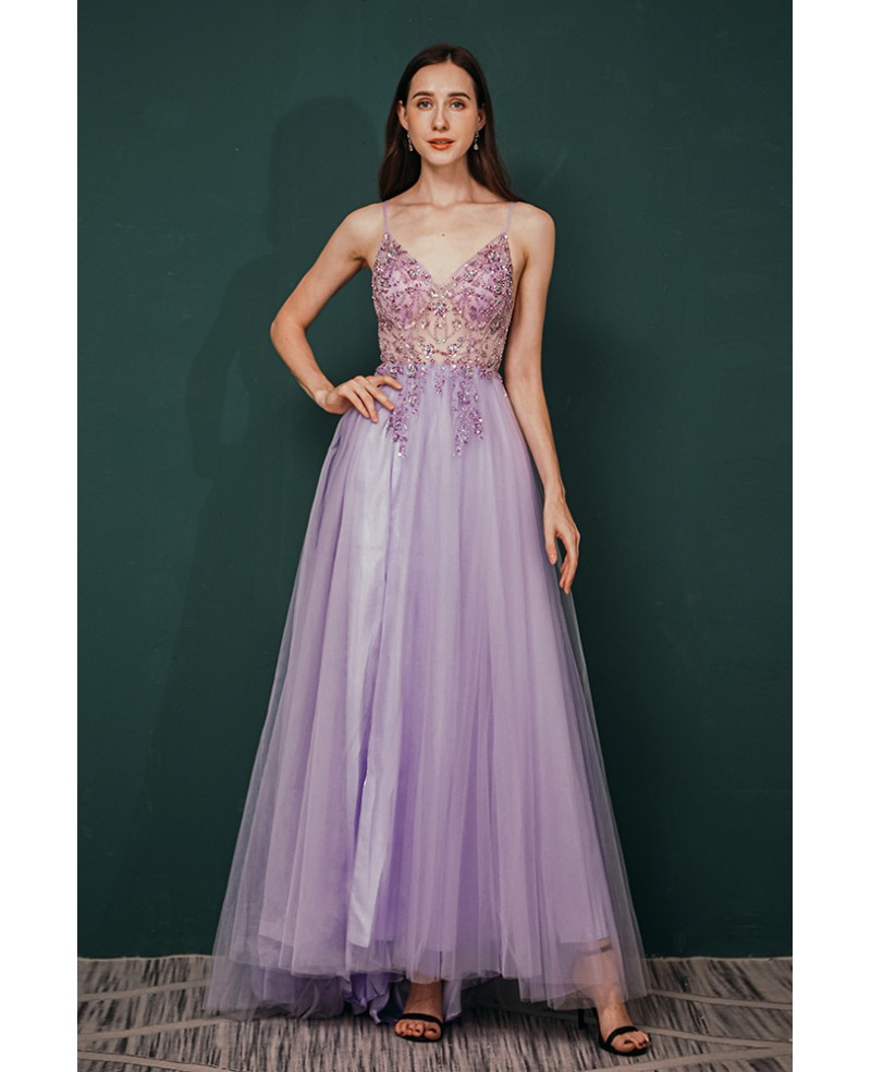A line Lilac Long Prom Dresses Party Evening Gowns fg3086