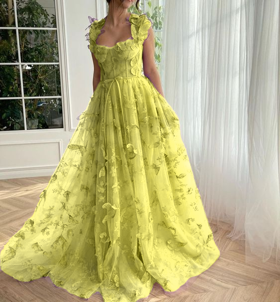 Lila Schmetterlings-Ballkleid, elegantes langes Ballkleid fg3363