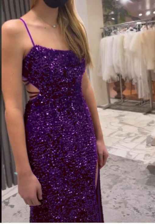 Lange Abendkleider Meerjungfrau Pailletten Ballkleid mit Schimmer fg6711