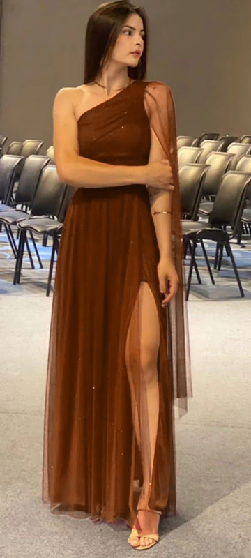 Burgunderrotes, glänzendes Tüll-Ballkleid, elegantes Abend- und Partykleid fg7328