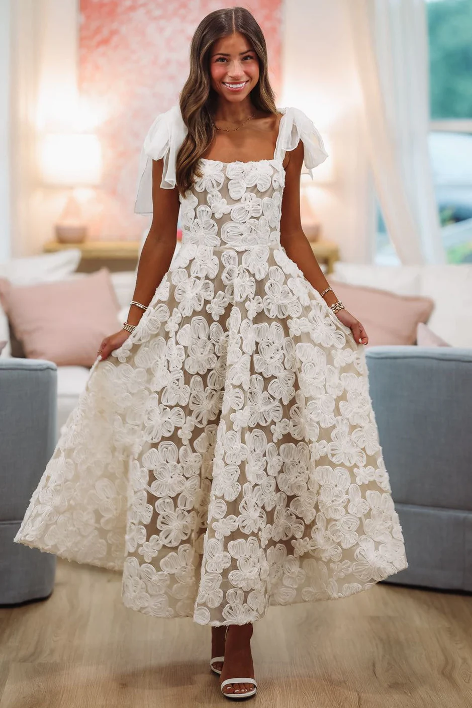 A Line White Prom Dress, Evening Party Dress For Women fg7445
