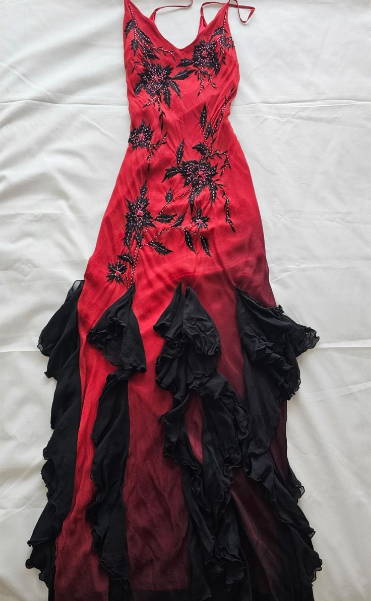 Sexy Red Long Prom Dress With Ruffles Classy Formal Evening Dress fg8265