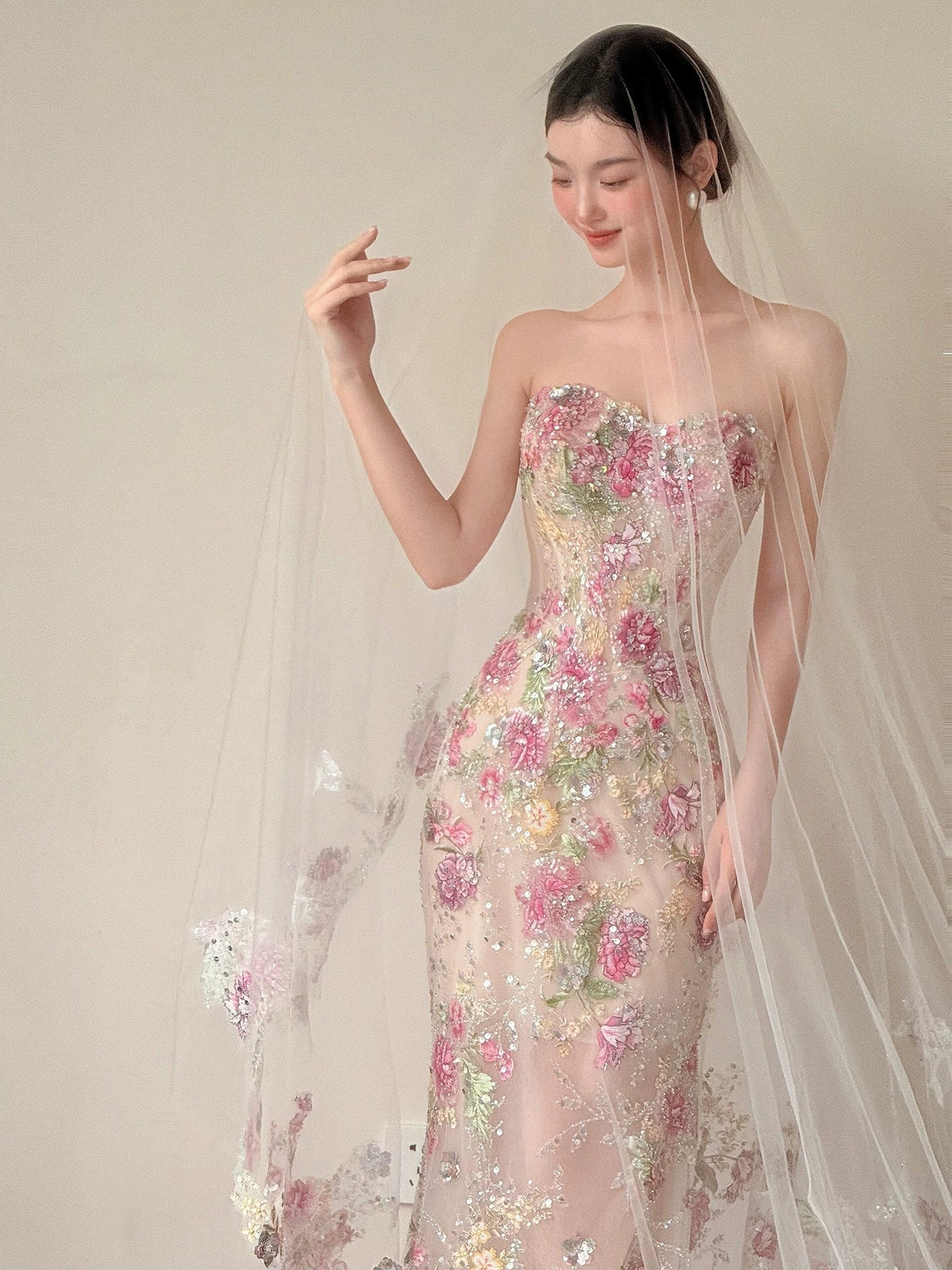 Sweetheart Mermaid Bead Flora Wedding Dress Sexy Evening Dress Prom Dress fg8280