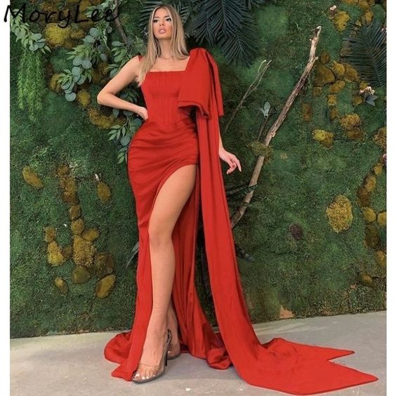 Women's satin slit long gown prom dresses fg2759