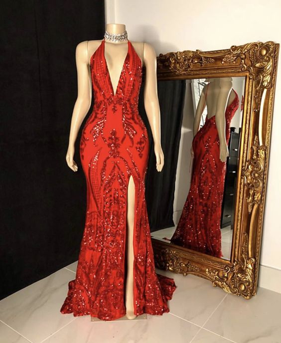 Red Prom Gown,Floor length Prom dress,mermaid gown fg3098
