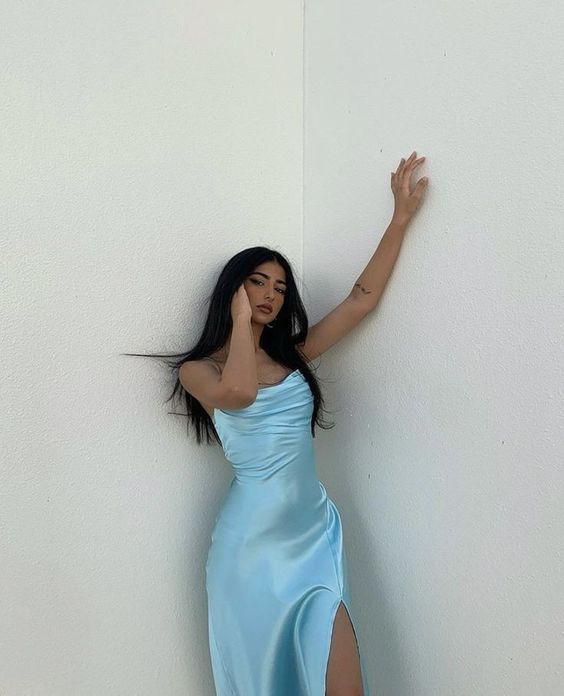 Simple party dress, birthday dress,blue prom dress fg2891