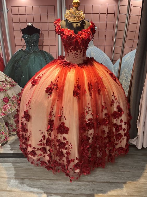 Burgundy quinceañera dress Ball Gown Prom Dresses Evening Gown fg2868
