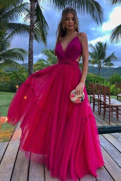 A-line V neck prom dress, sexy prom dress fg2638