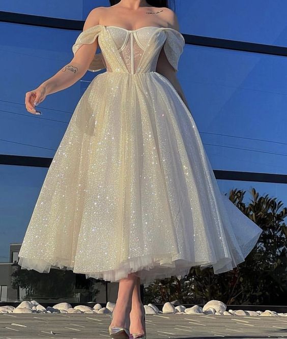 Ivory prom dresses, shinny prom dresses, custom make evening dresses fg2383