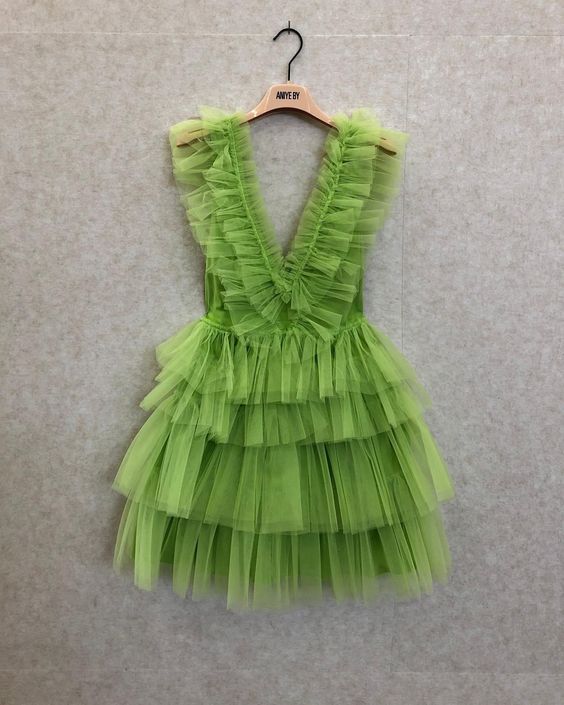 Deep V Neck Green Homecoming Dress fg1174