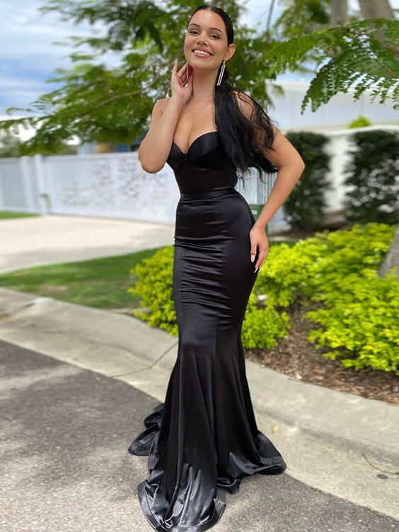 Sheath Elastic Woven Satin Ruched Sweetheart Sleeveless Sweep/Brush Train Dresses fg2367