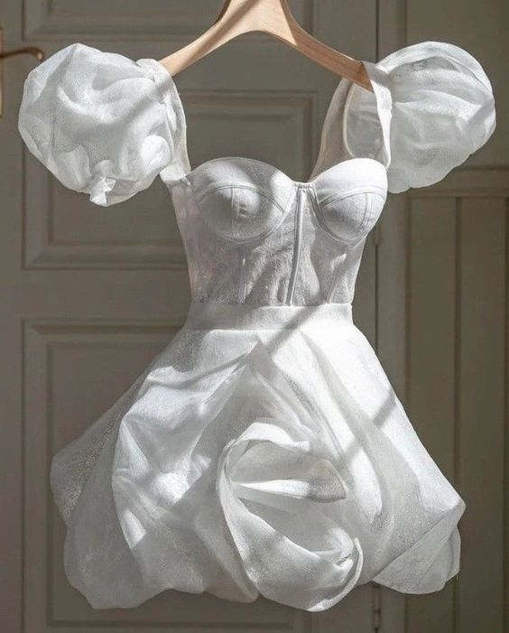 White Short Party Dress Homecoming Dress Short Wedding Dress fg2312