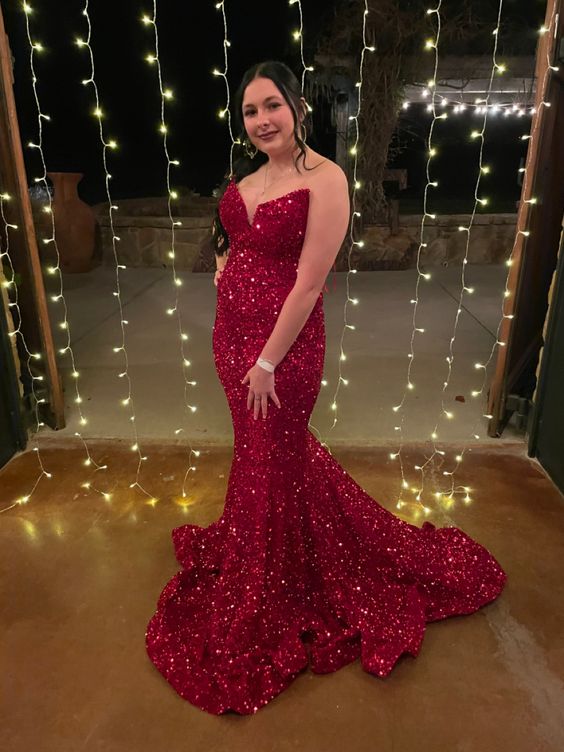 Red prom dress Red sparkly prom dress fg2073
