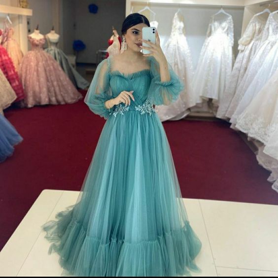 Green Formal Prom Dress, Party Dresses fg1292