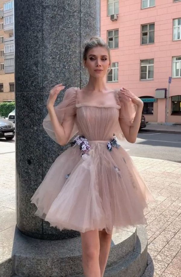 Tulle Homecoming Dresses With Puffy Bubble Sleeves fg2610