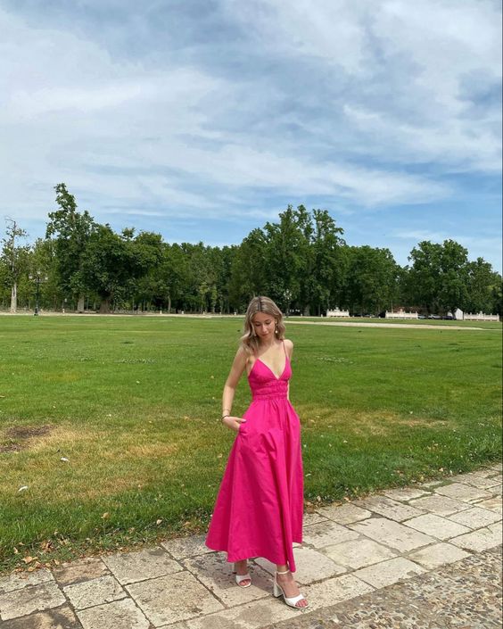 A-line Spaghetti Straps V-neck Prom Dress Formal Evening Dress fg3011