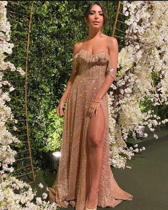 Champagne Long Prom Dress Women Sexy Dresses Elegant Party Dress fg1960